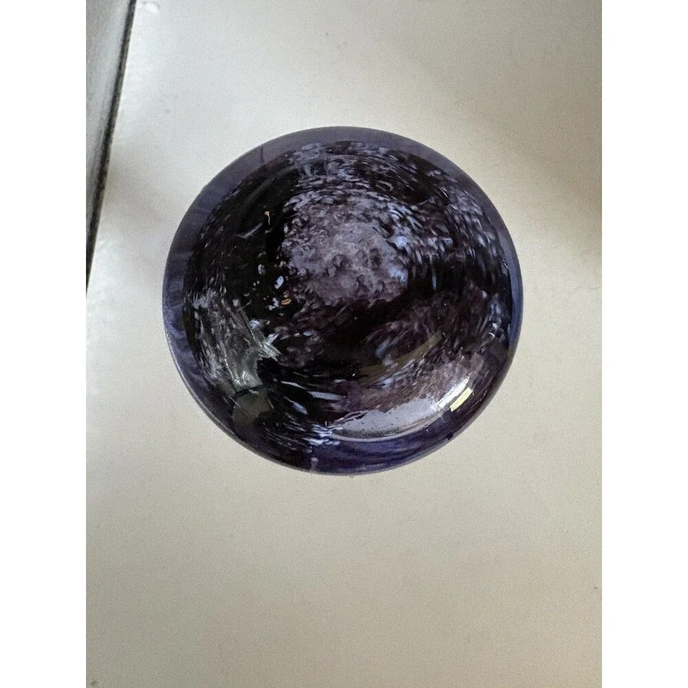 Purple/Blue Swirl Cathiness Style Art Glass  Small Bud Vase 4.5” Tall